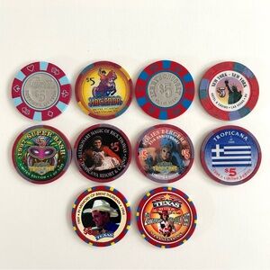10 Casino Chips from Las Vegas from the 1990s (one is late 80s)